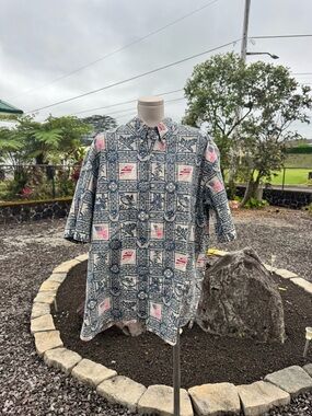 Reyn Spooner Men’s Hawaiian Shirt XL Classic Fit Aloha USA Flag Print